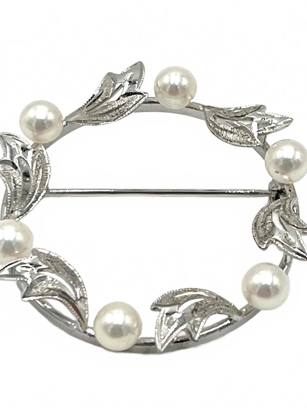 Sterling Sterling Silver Genuine Pearl Wreath Brooch